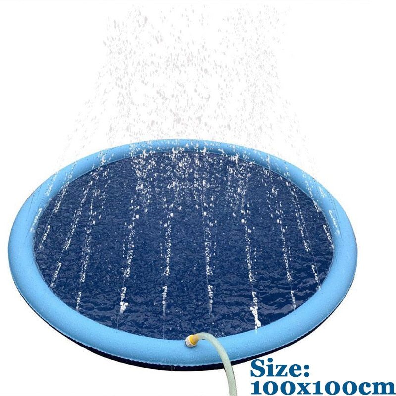 Keep your dog cool with this outdoor sprinkler pad, perfect for summer water fun.