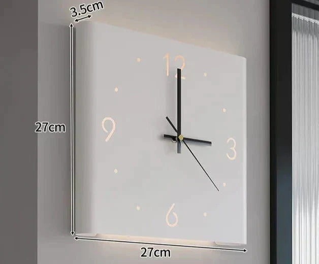 Contemporary square double-sided silent wall clock. Minimalist design for modern home decor, living room, or office.