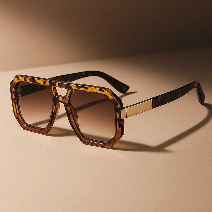 Fashion-forward geometric double bridge sunglasses, a must-have unisex accessory for eyewear lovers.