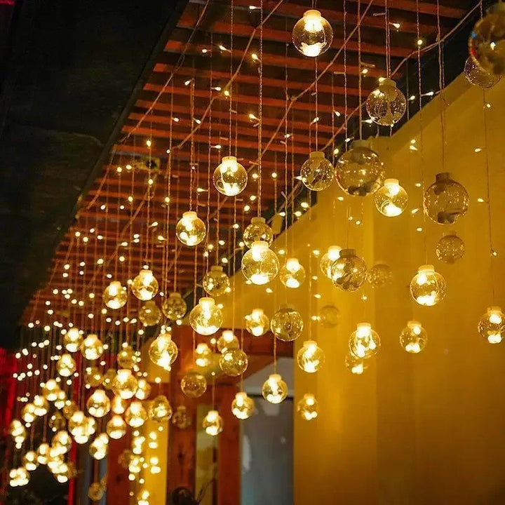 Bright double-sided LED string lights, offering enhanced illumination for outdoor spaces. Waterproof garden & patio lights.