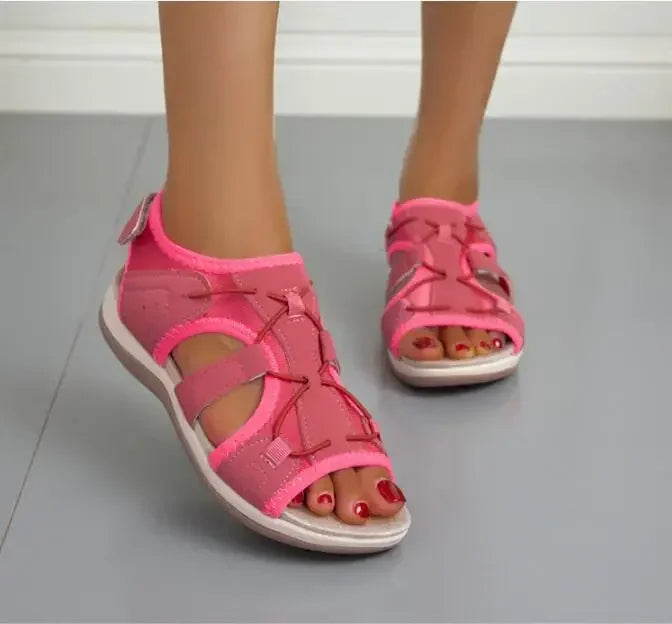 Posture correcting women's sandals with adjustable straps & comfortable arch support for summer.