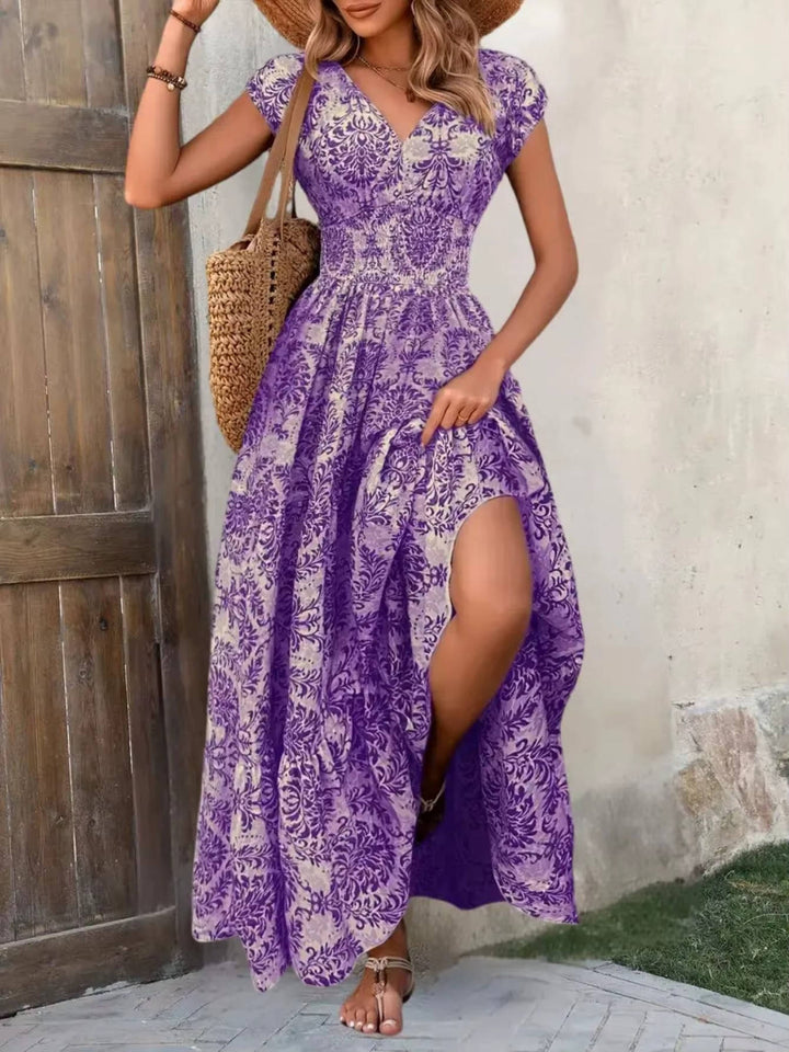 Women's Boho Smocked Waist Maxi Dress