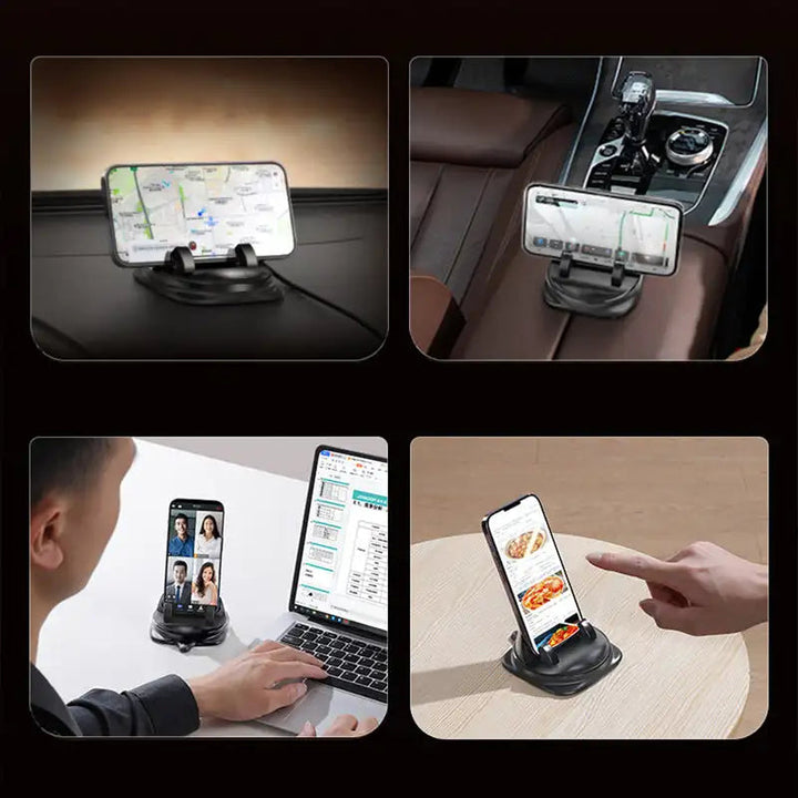 Convenient auto accessory: universal car phone holder for dashboard or vent, offering easy 360° rotating phone access.