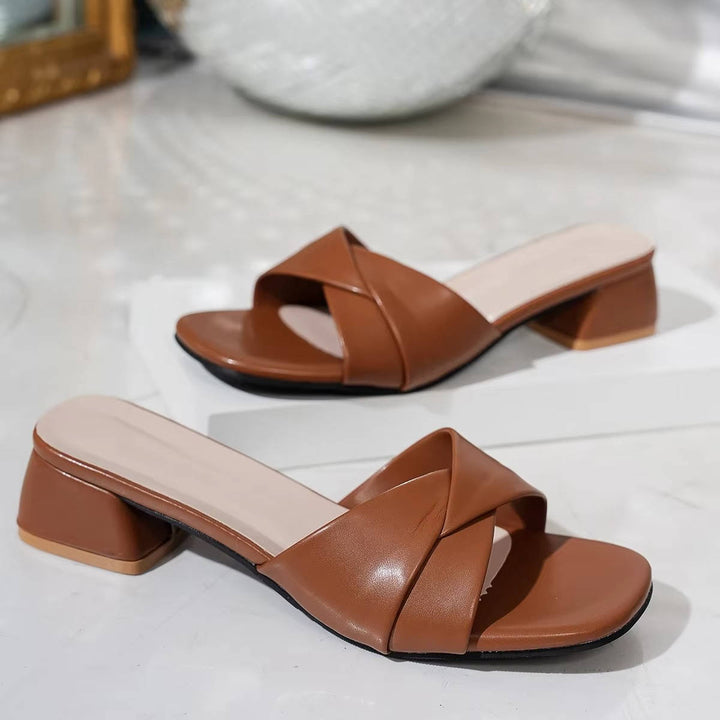 Women's Twisted Strap Low Block Heel Mules