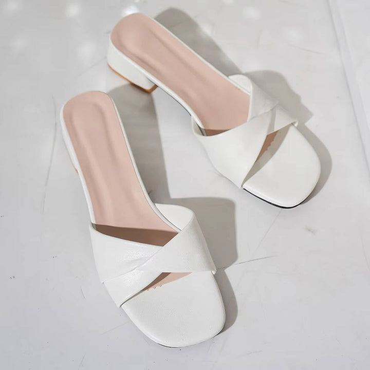 Women's Twisted Strap Low Block Heel Mules