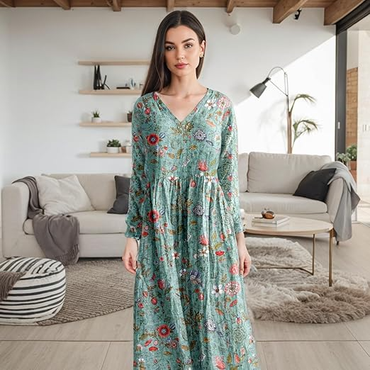 Effortless women's green midi dress, versatile for vibrant summer fashion and comfortable casual wear.