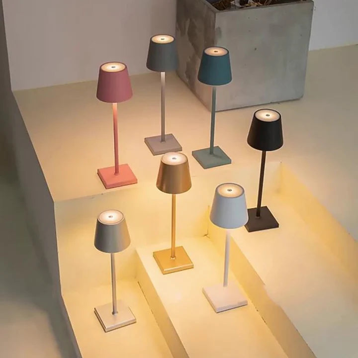 Artistic modern wireless LED table lamp, a functional decorative piece for diverse indoor & outdoor use.