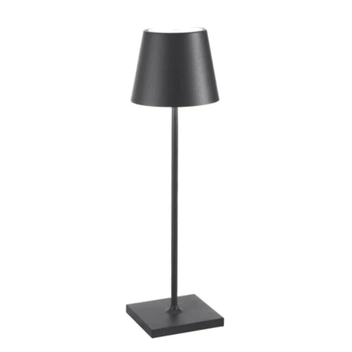 Close-up of a modern wireless rechargeable LED table lamp, highlighting its refined design and material.