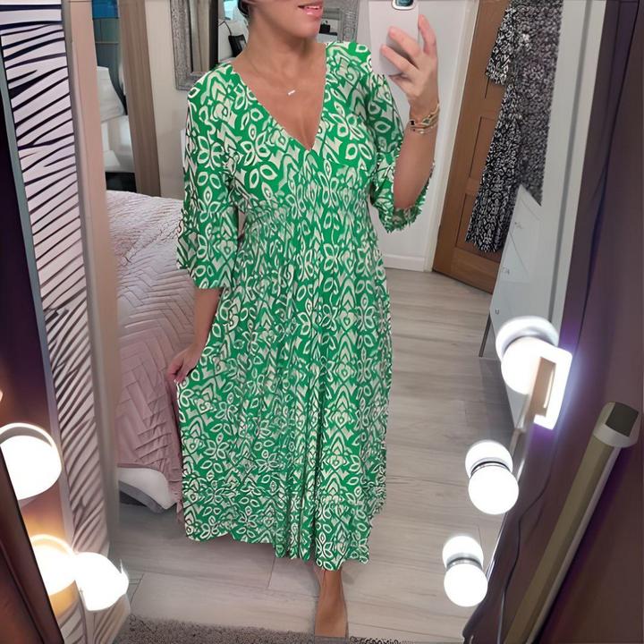 Women's Maxi Dress with Flare Sleeves