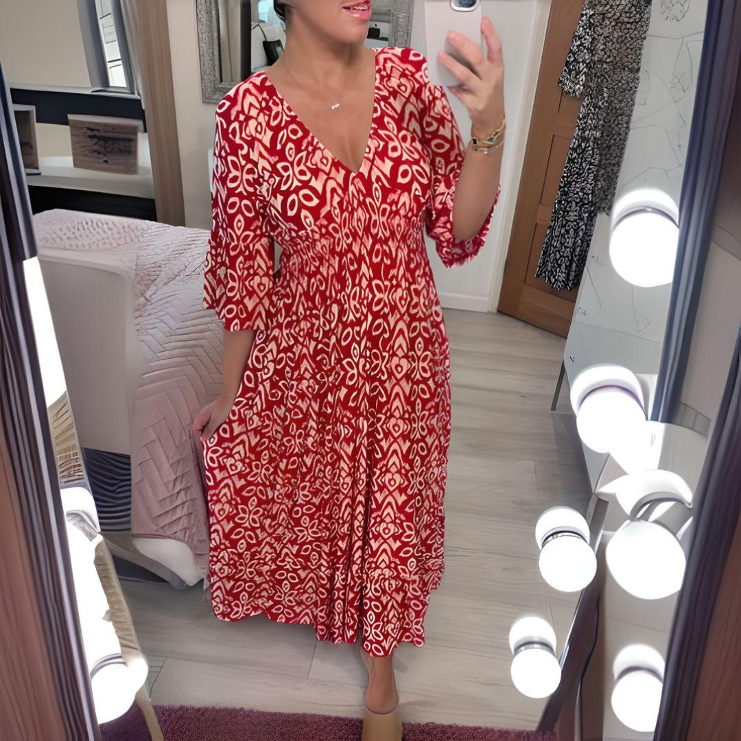 Women's Maxi Dress with Flare Sleeves