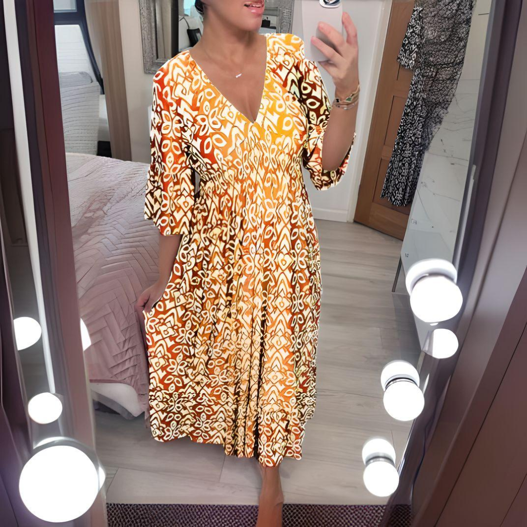 Women's Maxi Dress with Flare Sleeves