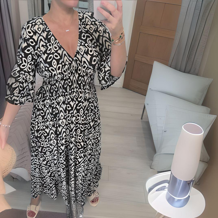 Women's Maxi Dress with Flare Sleeves