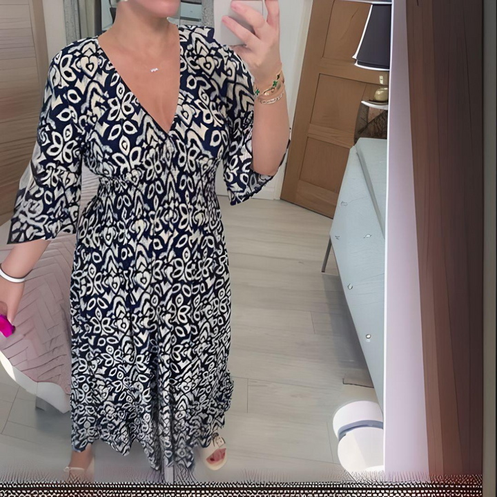 Women's Maxi Dress with Flare Sleeves