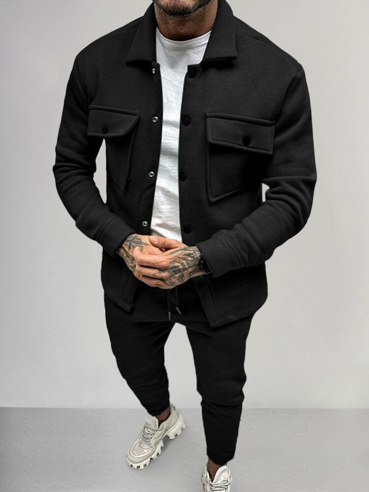 Sporty men's athletic button-up tracksuit with joggers, ideal for active or casual days.