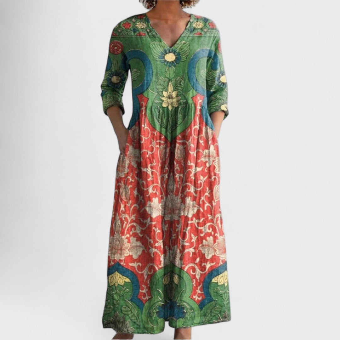 Women's Floral Maxi Dress - Vintage Print