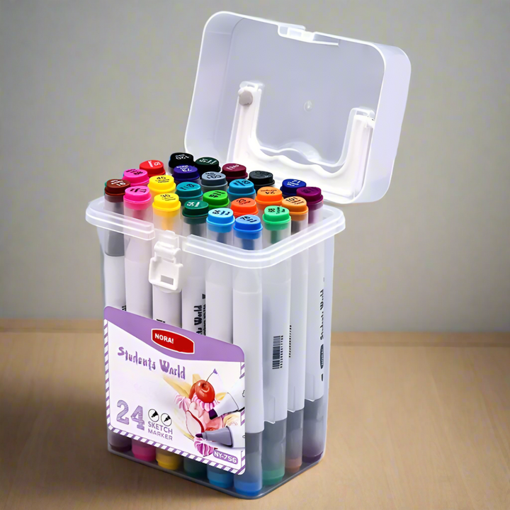 Washable dual-tip art markers, great for kids' art projects & mess-free creative fun. Easy clean-up!