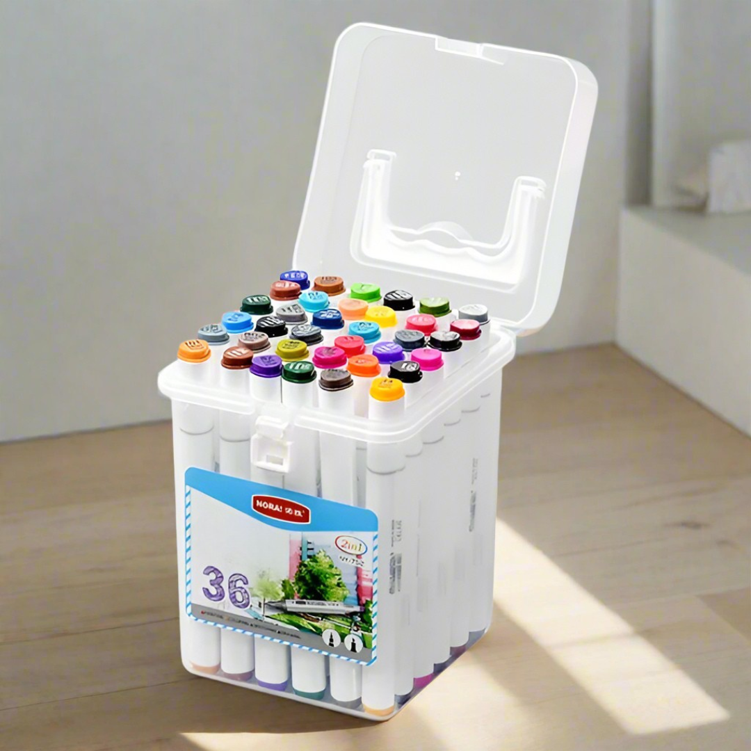 Versatile dual-tip art markers for detailed drawing & broad strokes. Ideal for adult coloring books & crafts.