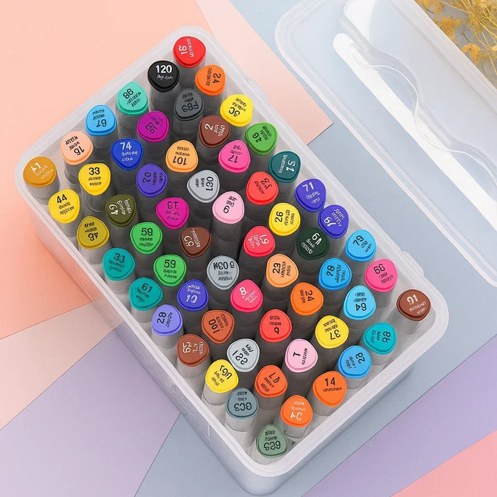 Colorful washable art markers, dual-tip design for kids' art & craft projects. Safe, non-toxic art supplies.