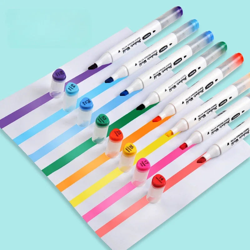 Unisex dual-tip art markers offer fine & broad tips for versatile drawing, lettering & coloring. Washable fun!