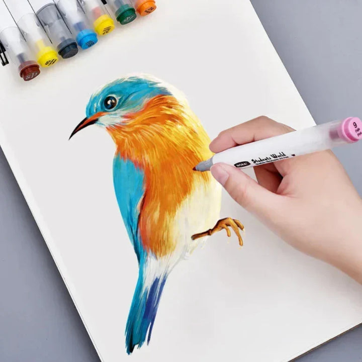 Bright set of washable dual-tip art markers, perfect for school, home & creative art projects. Easy to use.