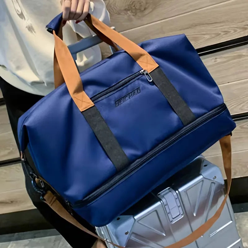 Large capacity unisex travel duffle bag, perfect carry-on luggage with a special shoe compartment.