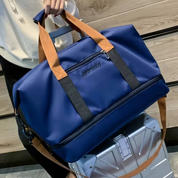 Large capacity unisex travel duffle bag, perfect carry-on luggage with a special shoe compartment.