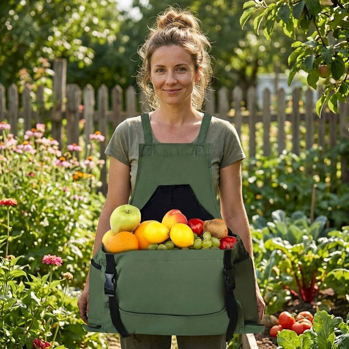 AM1 garden apron: a practical tool organizer for gardeners, made with durable outdoor workwear fabric.