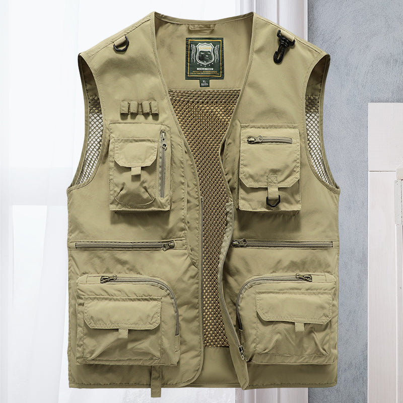 Men's ActionGuard tactical vest for hiking, fishing, and work. Durable, multi-pocket outdoor adventure gear.