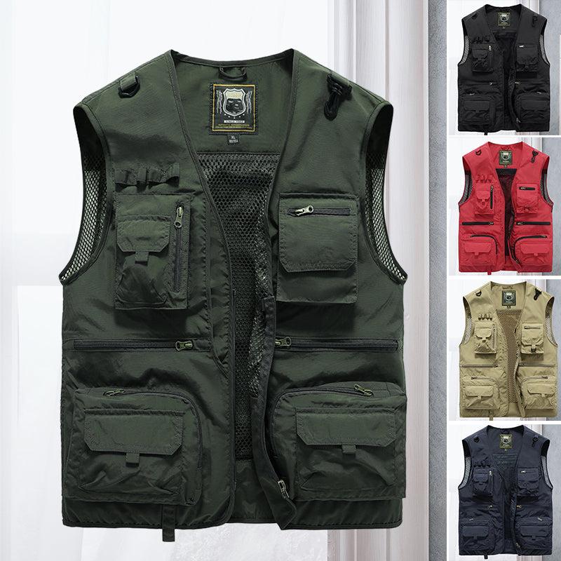 Men's durable ActionGuard tactical vest with multiple utility pockets, ideal for outdoor adventures & work.