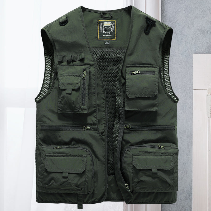 Utility tactical vest for men, ActionGuard. Multi-pocket design, durable, ideal for survival & outdoor work.