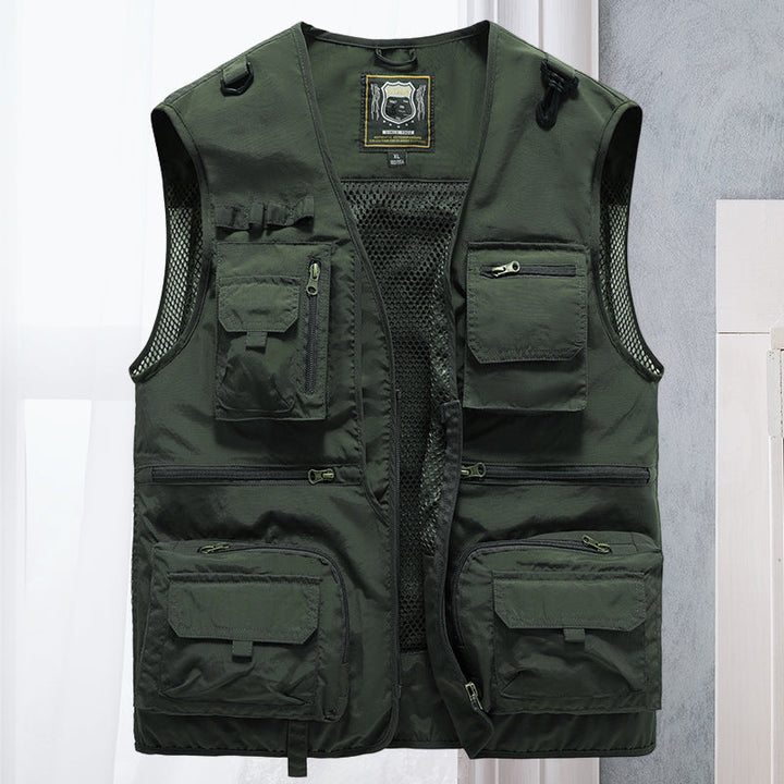 Utility tactical vest for men, ActionGuard. Multi-pocket design, durable, ideal for survival & outdoor work.