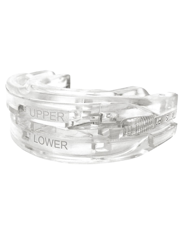 Comfortable anti-snoring device, an effective oral appliance designed as a sleep aid for restful sleep.