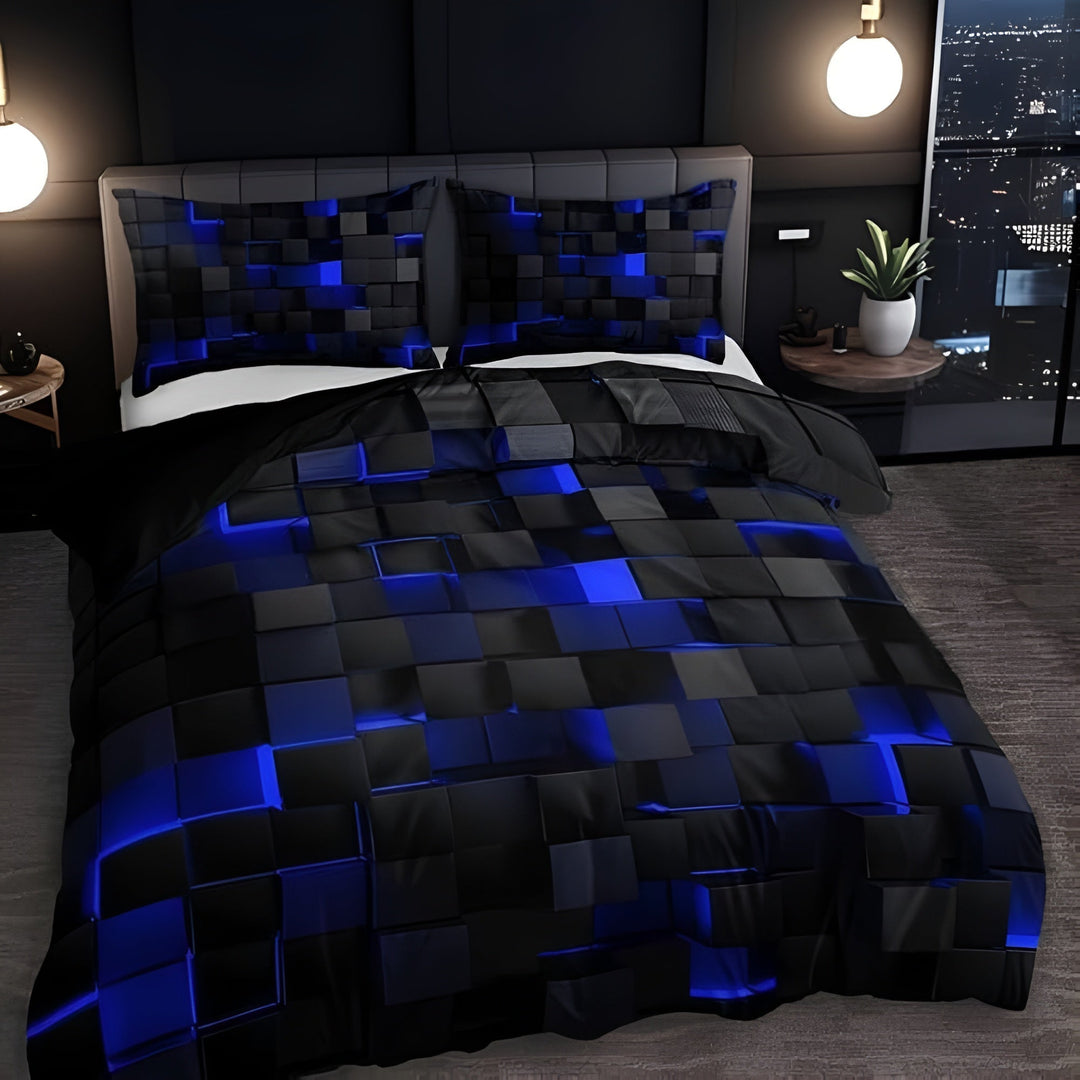 Stylish modern duvet cover set and shams for comfortable sleep, featuring a chic geometric design.