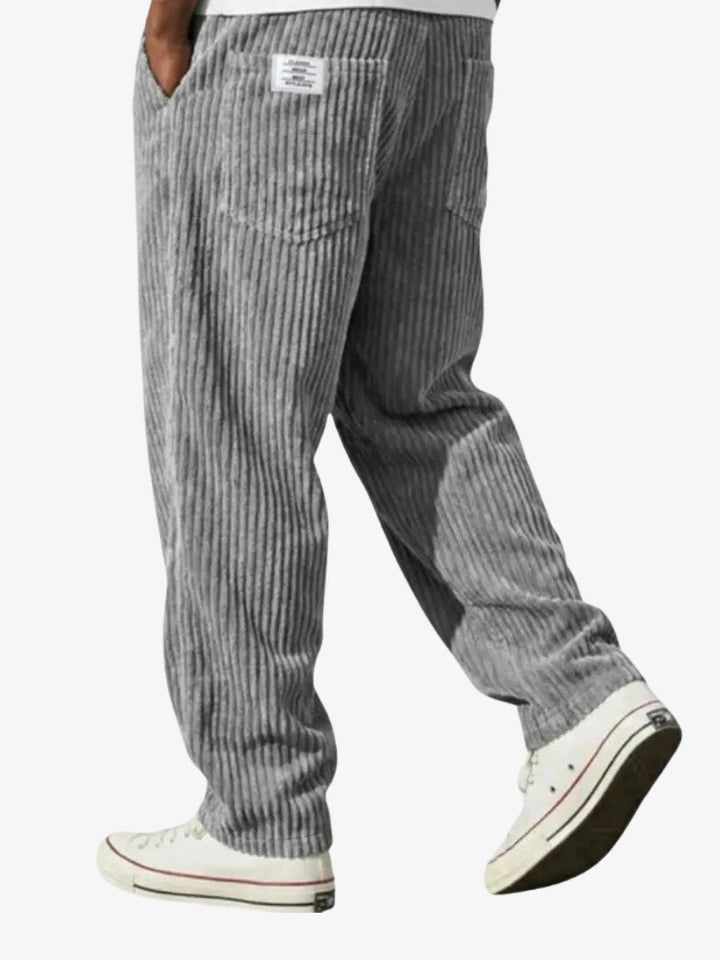 Men's classic ribbed casual trousers, ideal for everyday wear & comfortable fit. Versatile men's fashion.