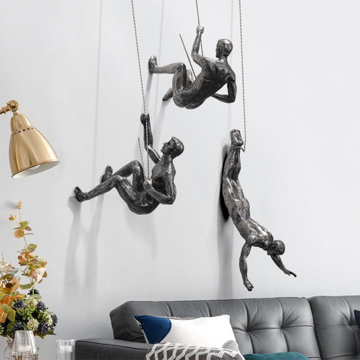 Dynamic Climber wall art sculpture. Modern, inspirational decor for contemporary home and office spaces.