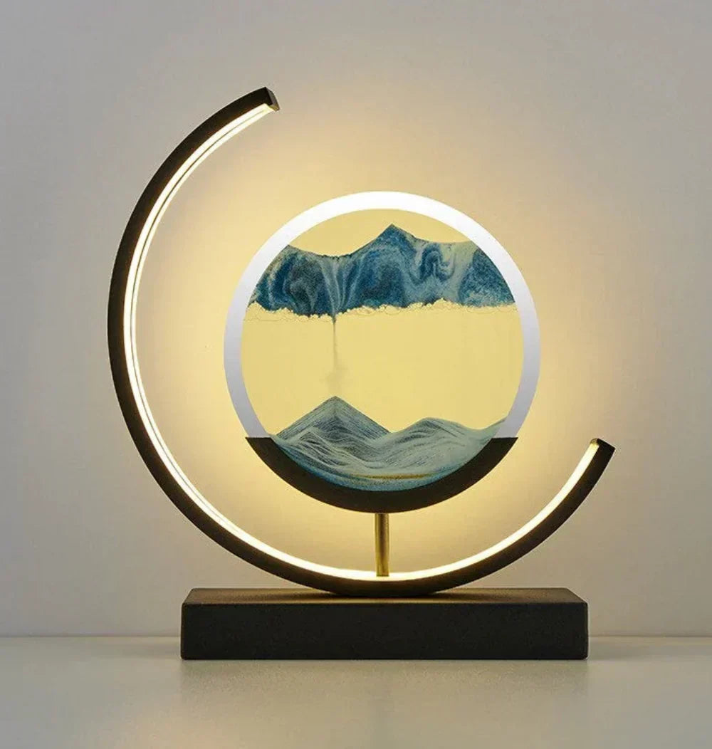 Elegant dynamic sand art lamp, perfect home decor & unique gift. Serenova table lamp with serene ambiance.