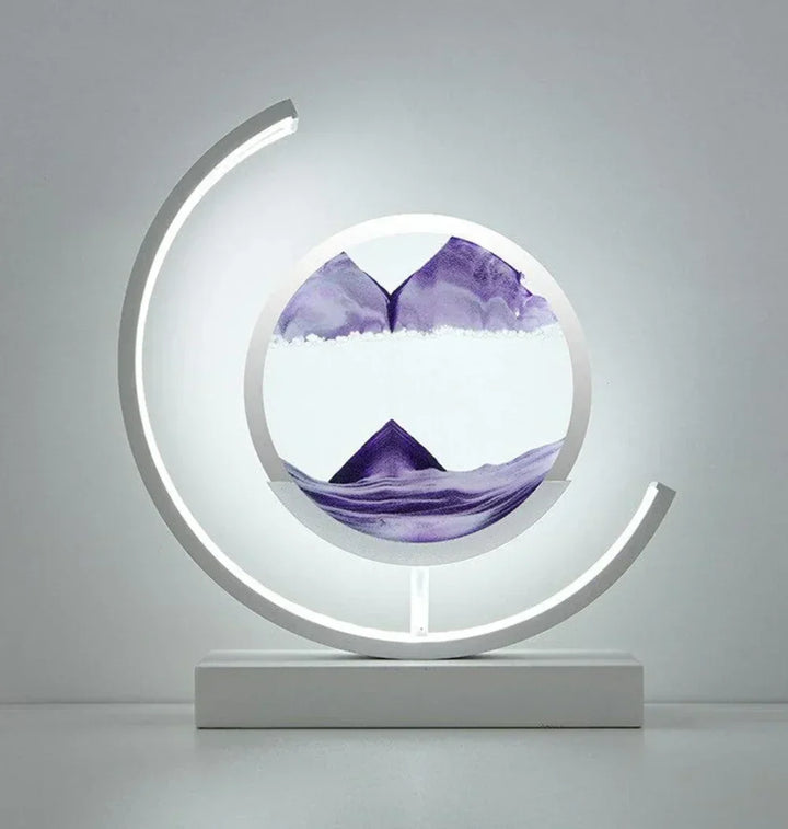 Mesmerizing dynamic sand art lamp, ideal for mood lighting & visual relaxation. Decorative landscape art.
