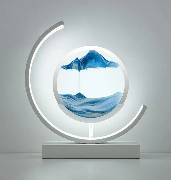 Harmonie Zandlandschap Lamp: Dynamic sand art table lamp for calming home decor & serene ambiance.