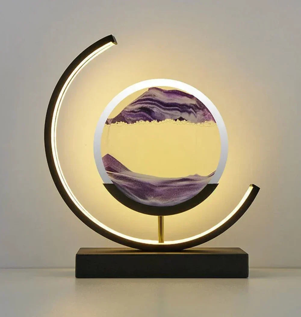 Modern dynamic sand art lamp for contemporary home decor. Experience relaxation with unique moving sand landscapes.