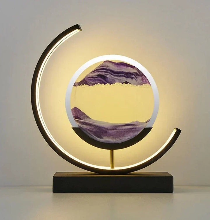 Modern dynamic sand art lamp for contemporary home decor. Experience relaxation with unique moving sand landscapes.