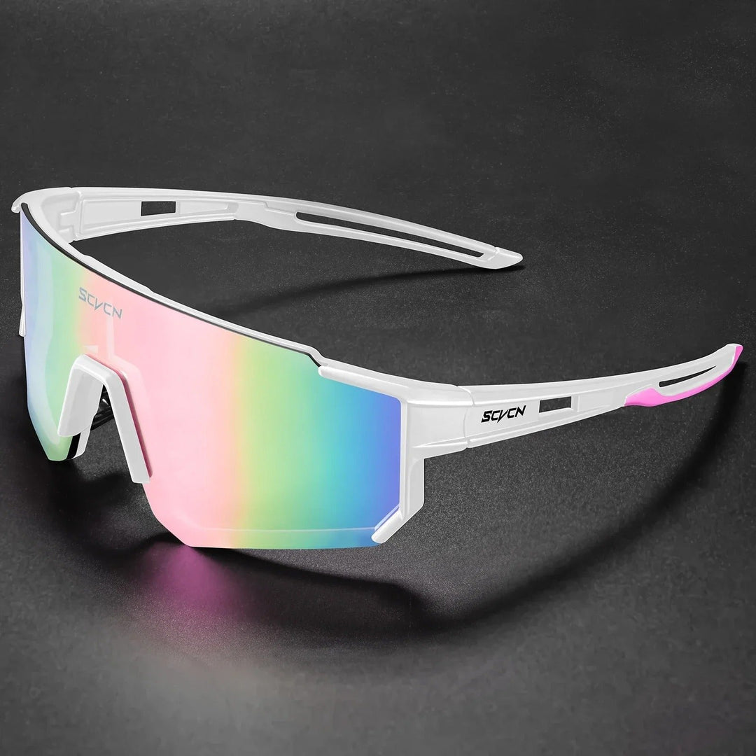 Durable sports sunglasses with UV400 protection, ideal for running, cycling, and active outdoor use.