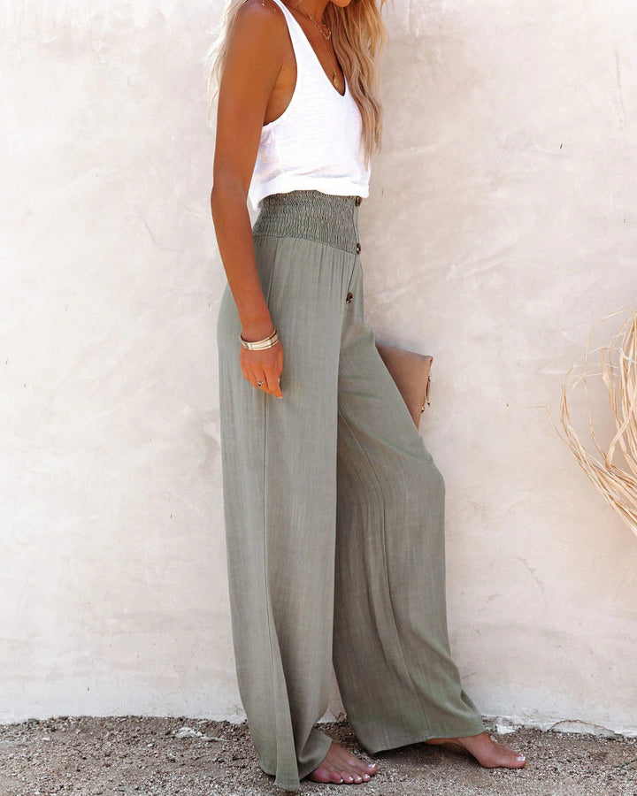 Women's casual high waist wide leg pants, perfect for comfortable everyday fashion & summer.