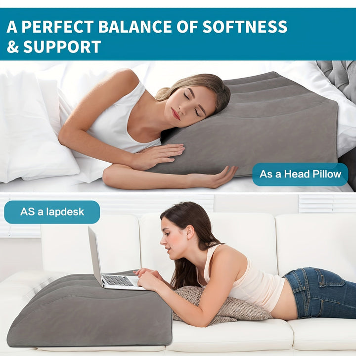 Comfortable inflatable pillow for leg elevation, reducing swelling & promoting healthy blood flow.