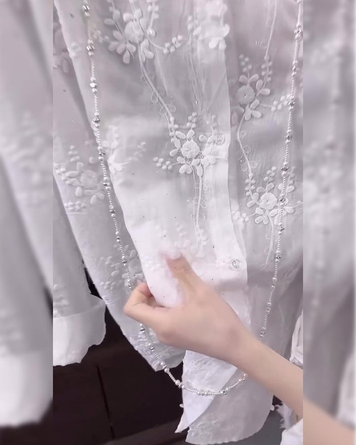 Women's Embroidered Shirt with Dropped Shoulders