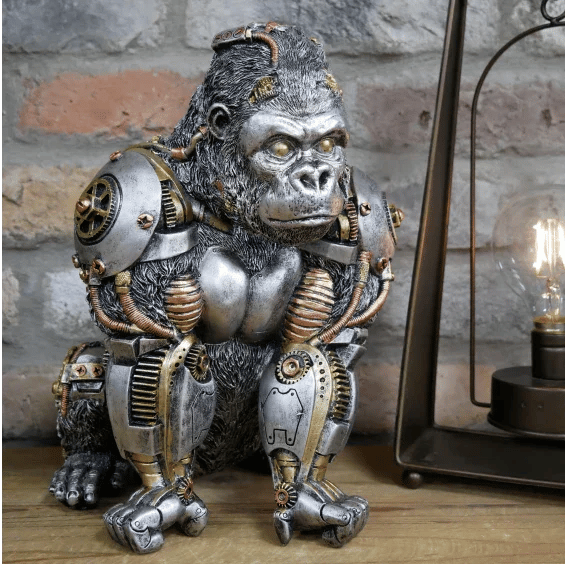 Steampunk dragon desk decor, industrial art collectible, adds a unique touch to any office.