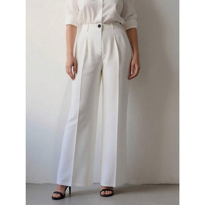 Versatile women's work pants, high-waist and tailored, offering both comfort and elegant style.
