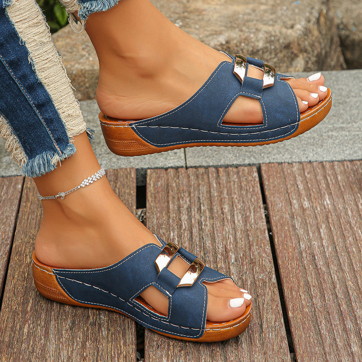 Women's Slide Sandals with Buckle