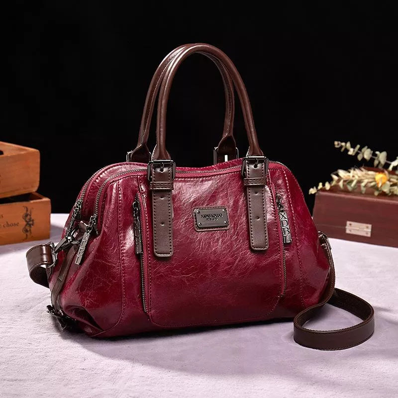 Durable women's premium leather handbag, a luxurious shoulder bag accessory for fashion-conscious women.