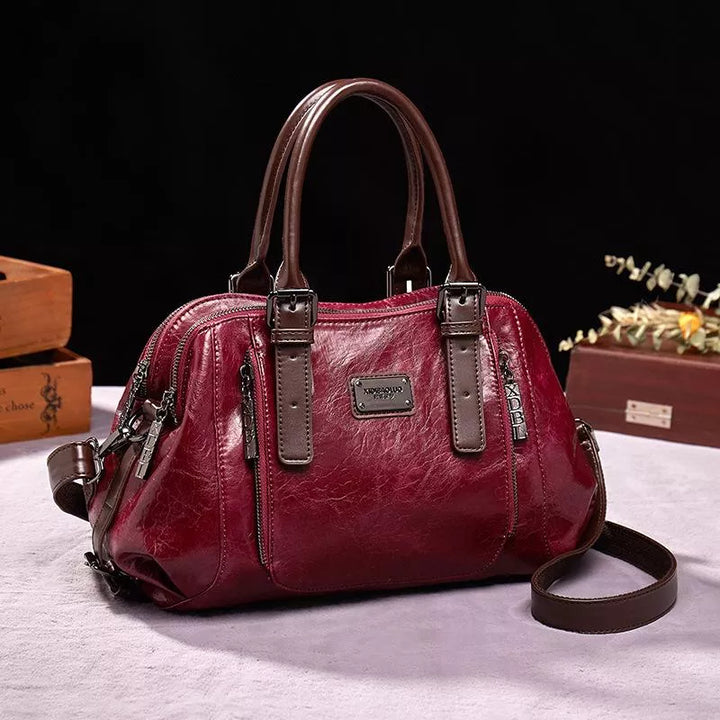 Durable women's premium leather handbag, a luxurious shoulder bag accessory for fashion-conscious women.