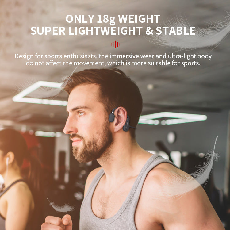 Athlete running with open-ear wireless headphones, enjoying sports audio while maintaining situational awareness.